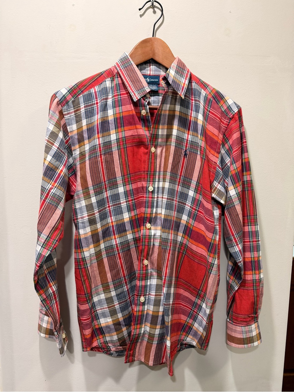 Polo Ralph Lauren Madras Plaid Cotton Button Down Shirt L